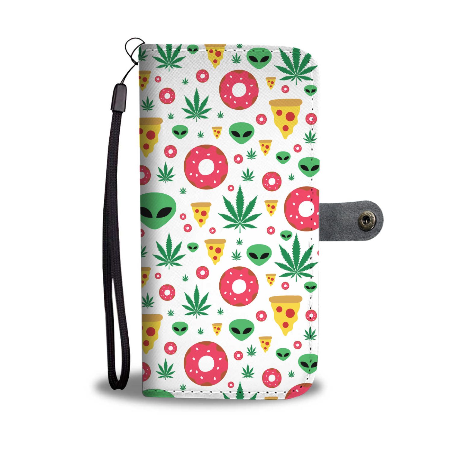 Pizza Donut Alien White Wallet Phone Case