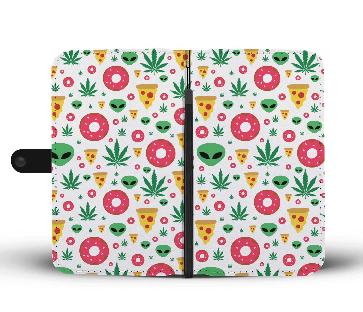 Pizza Donut Alien White Wallet Phone Case