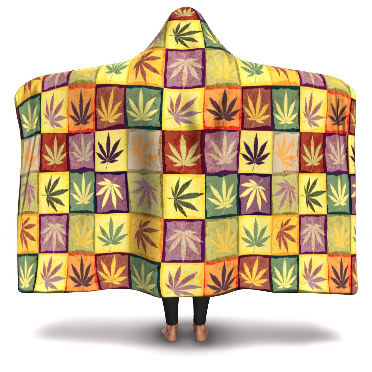 MultiColor Square Hooded Blanket - American Weedster