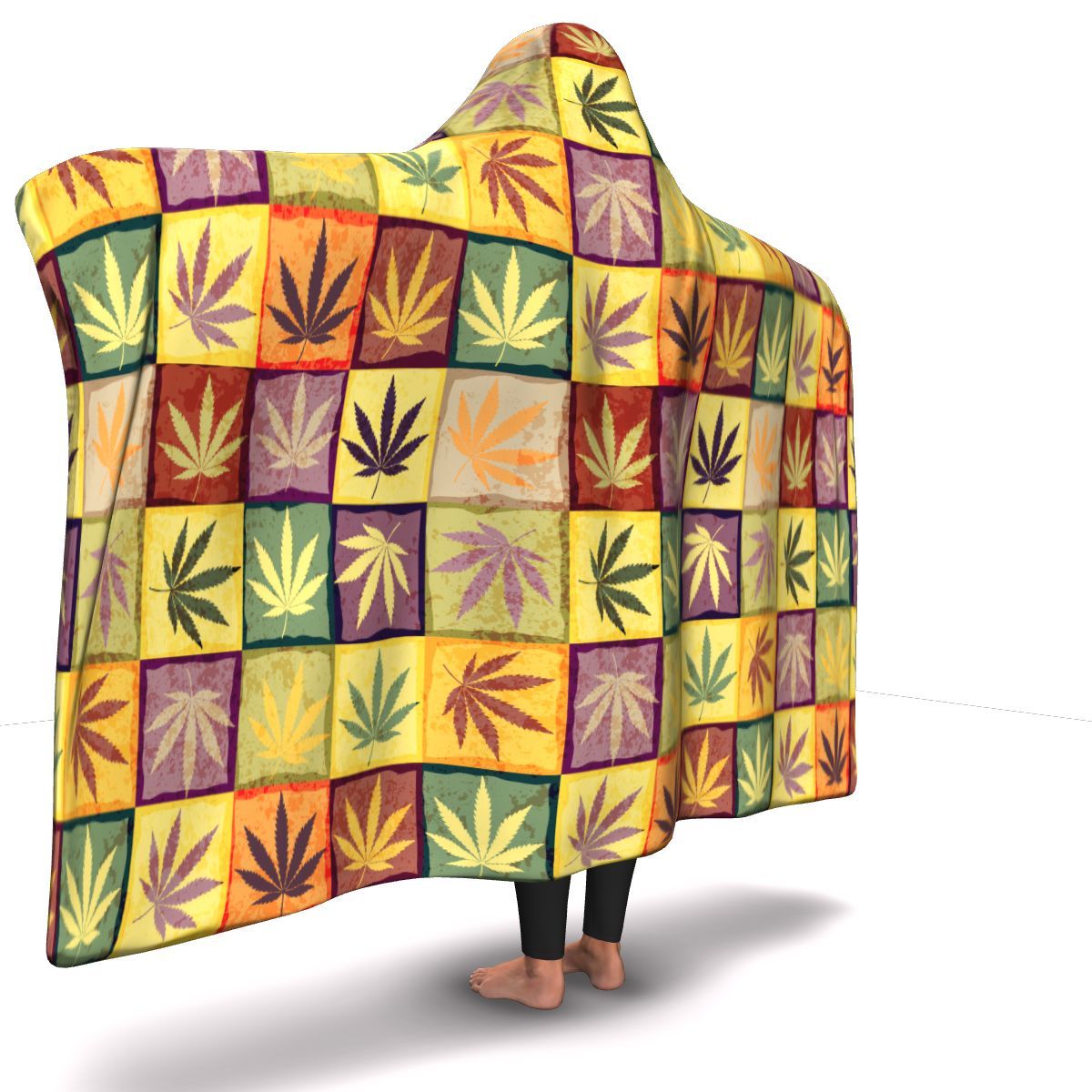 MultiColor Square Hooded Blanket - American Weedster