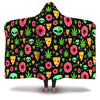 Pizza Donut Alien Blck Hooded Blanket - American Weedster