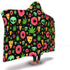 Pizza Donut Alien Blck Hooded Blanket - American Weedster