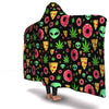 Pizza Donut Alien Blck Hooded Blanket - American Weedster