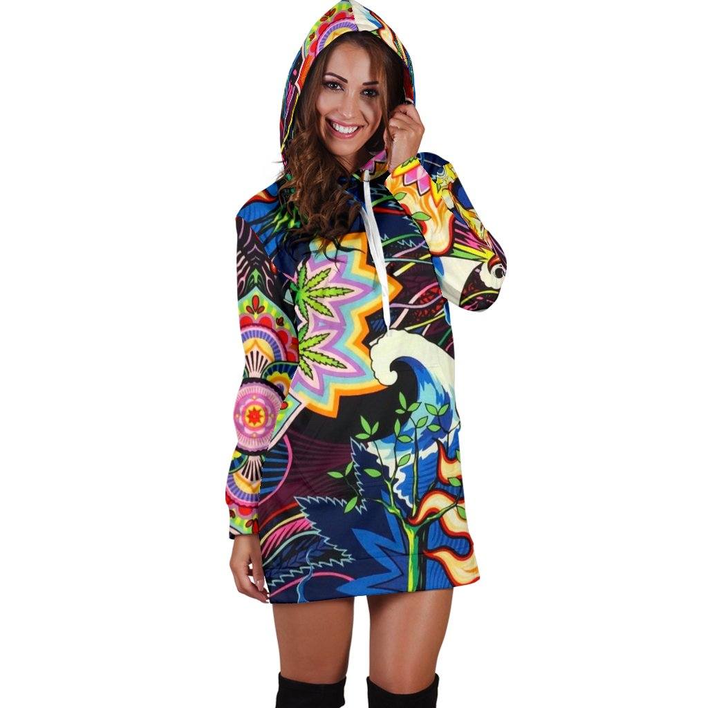 Colorful Kush Hoodie Dress - American Weedster