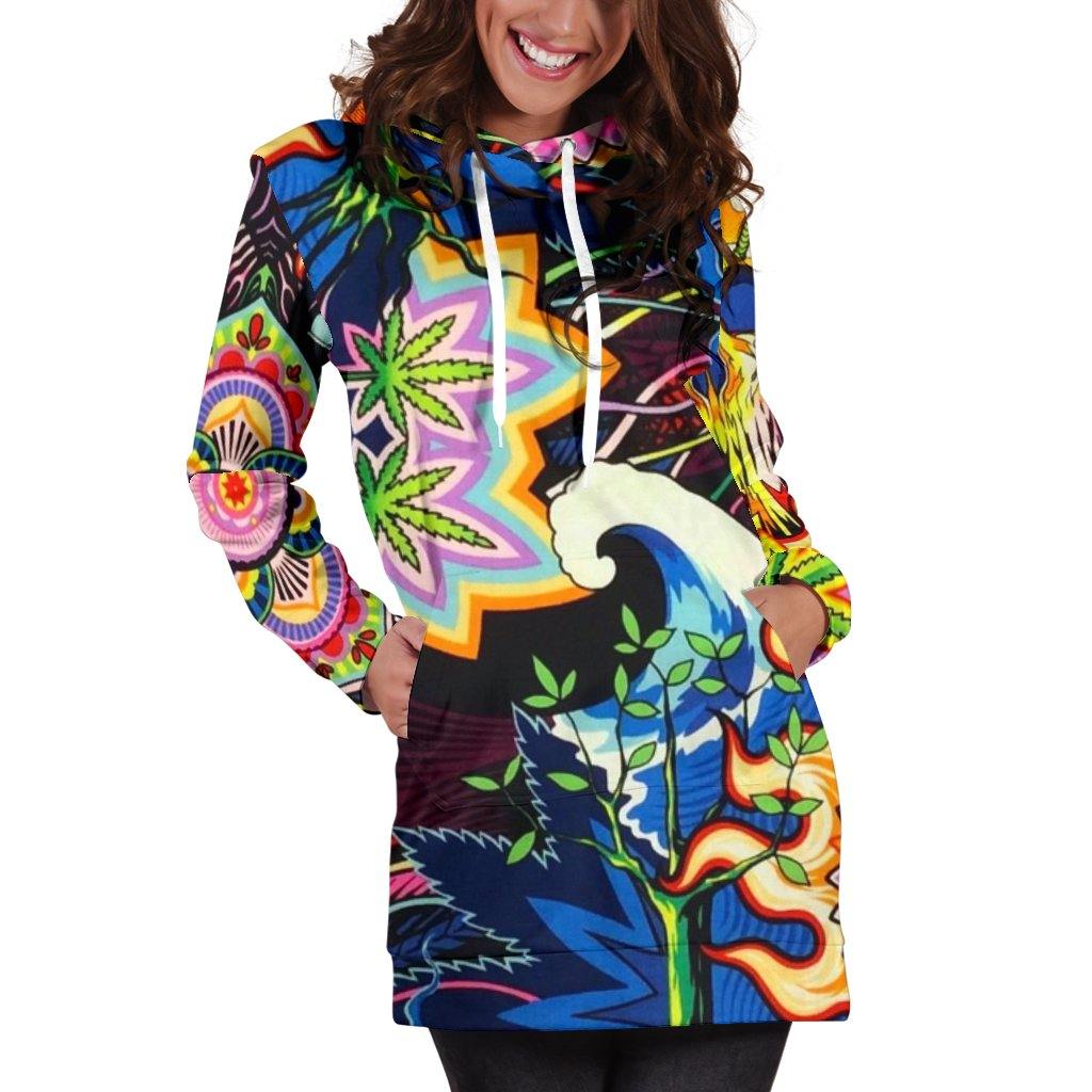Colorful Kush Hoodie Dress - American Weedster