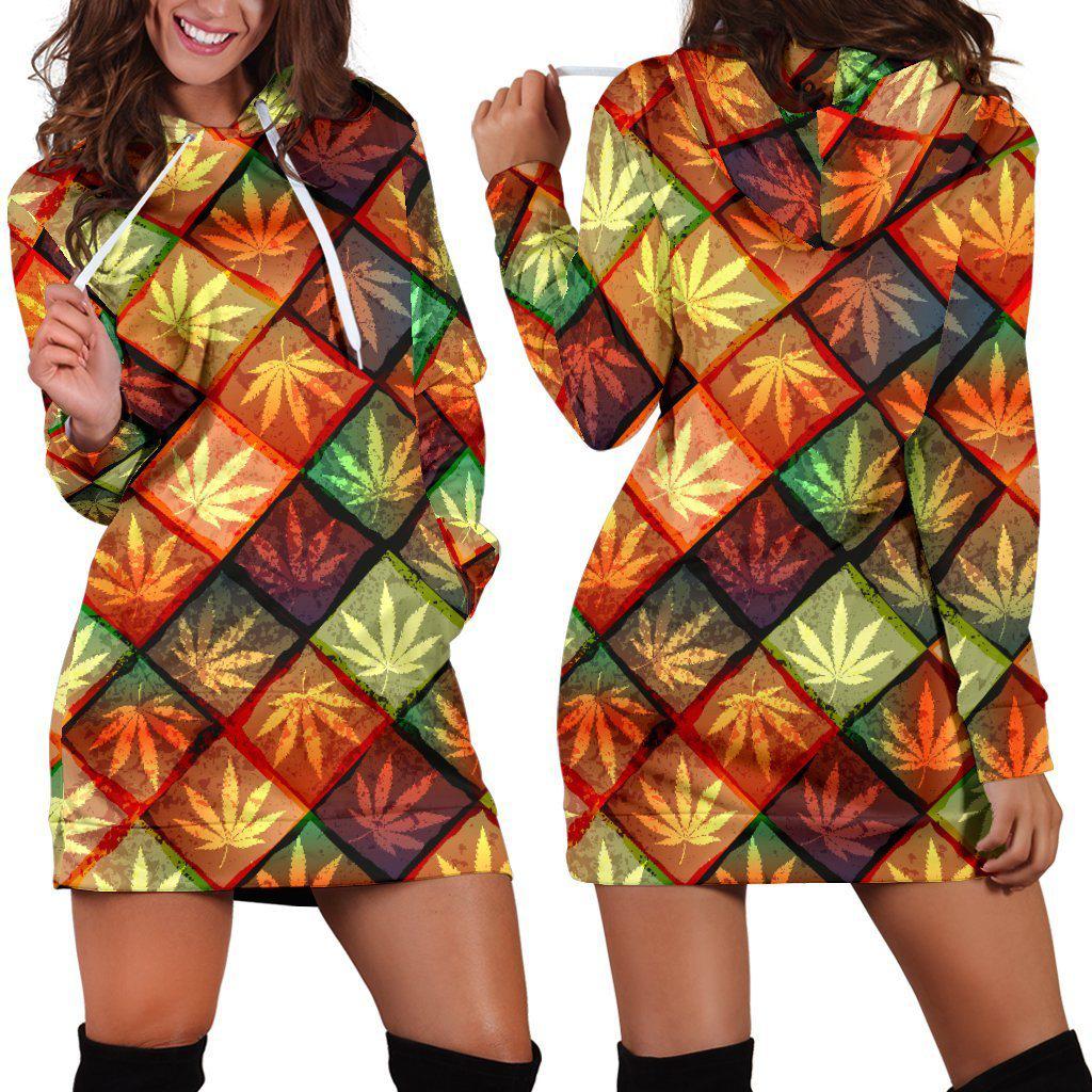 Diamond Multicolor Hoodie Dress - American Weedster
