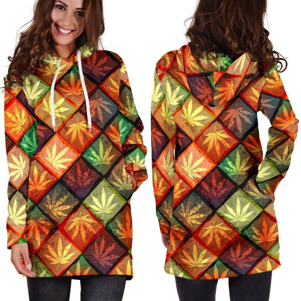 Diamond Multicolor Hoodie Dress - American Weedster