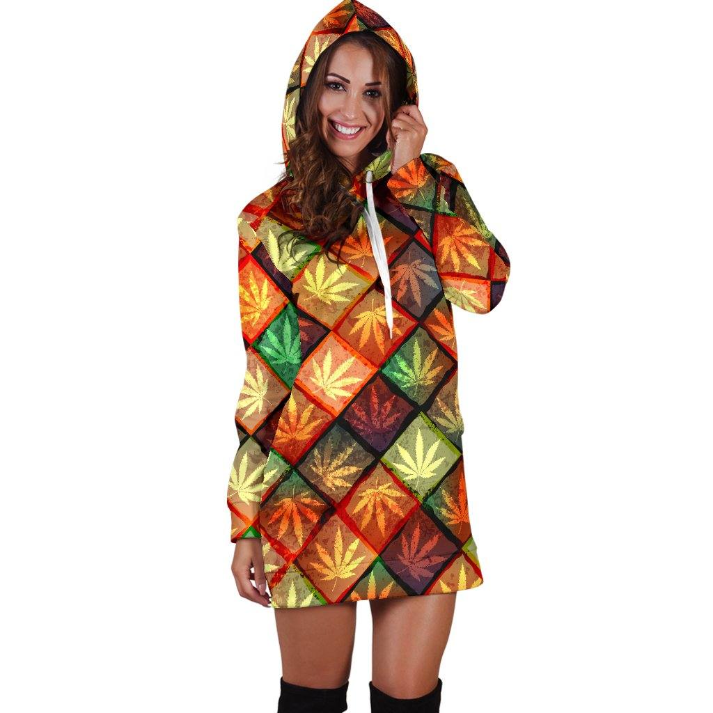 Diamond Multicolor Hoodie Dress - American Weedster