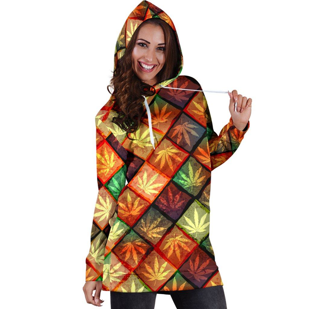 Diamond Multicolor Hoodie Dress - American Weedster