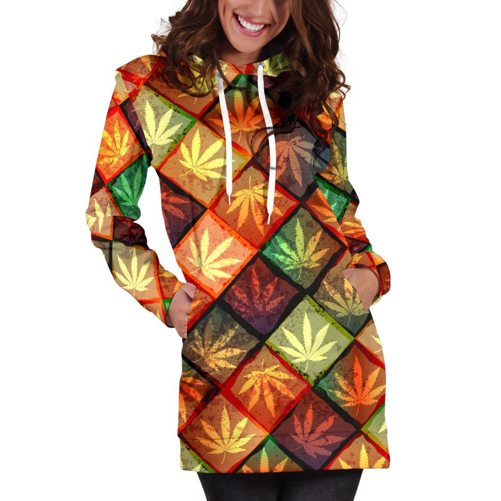 Diamond Multicolor Hoodie Dress - American Weedster
