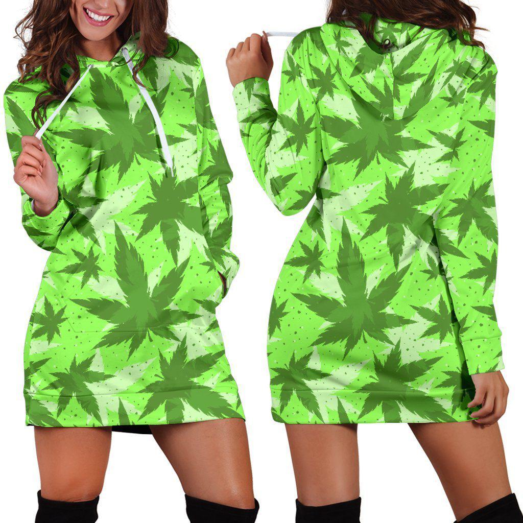 LimeGreen Camo Hoodie Dress - American Weedster