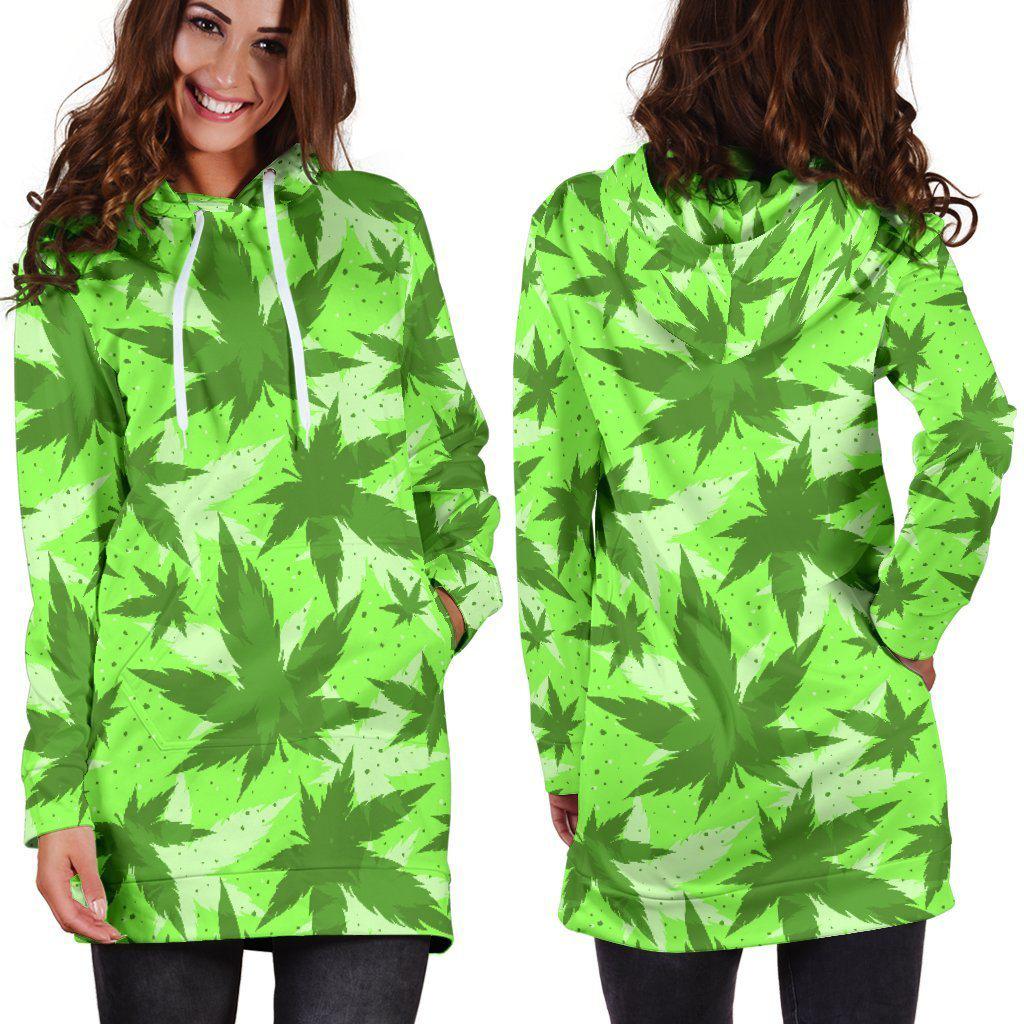 LimeGreen Camo Hoodie Dress - American Weedster