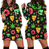 Pizza Donut Alien Black Hoodie Dress - American Weedster