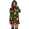 Pizza Donut Alien Black Hoodie Dress - American Weedster