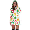 Pizza Donut Alien White Hoodie Dress - American Weedster