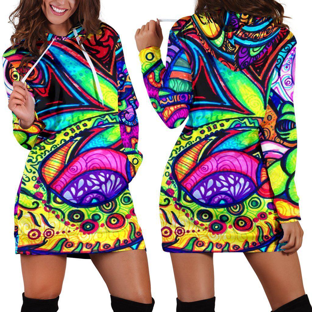 Psychedelic Hoodie Dress - American Weedster