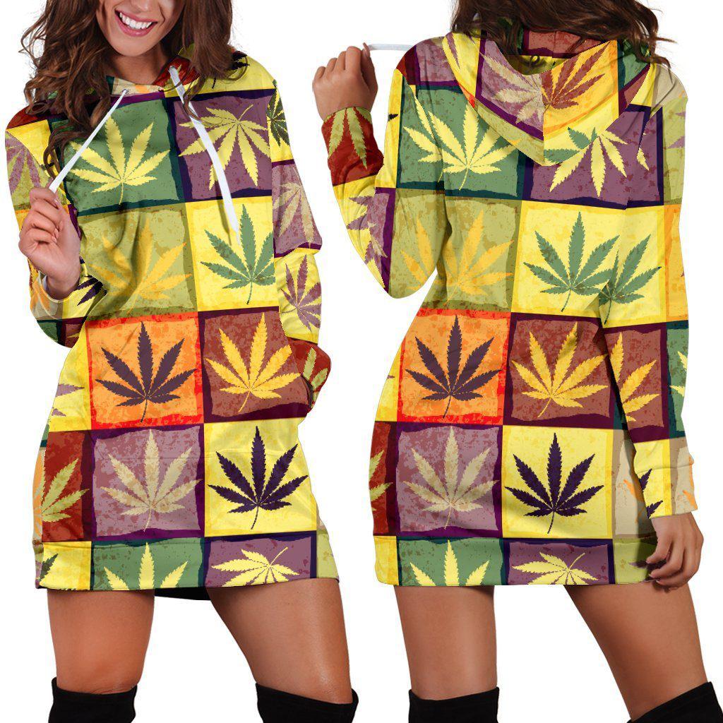 Square Multicolor Hoodie Dress - American Weedster