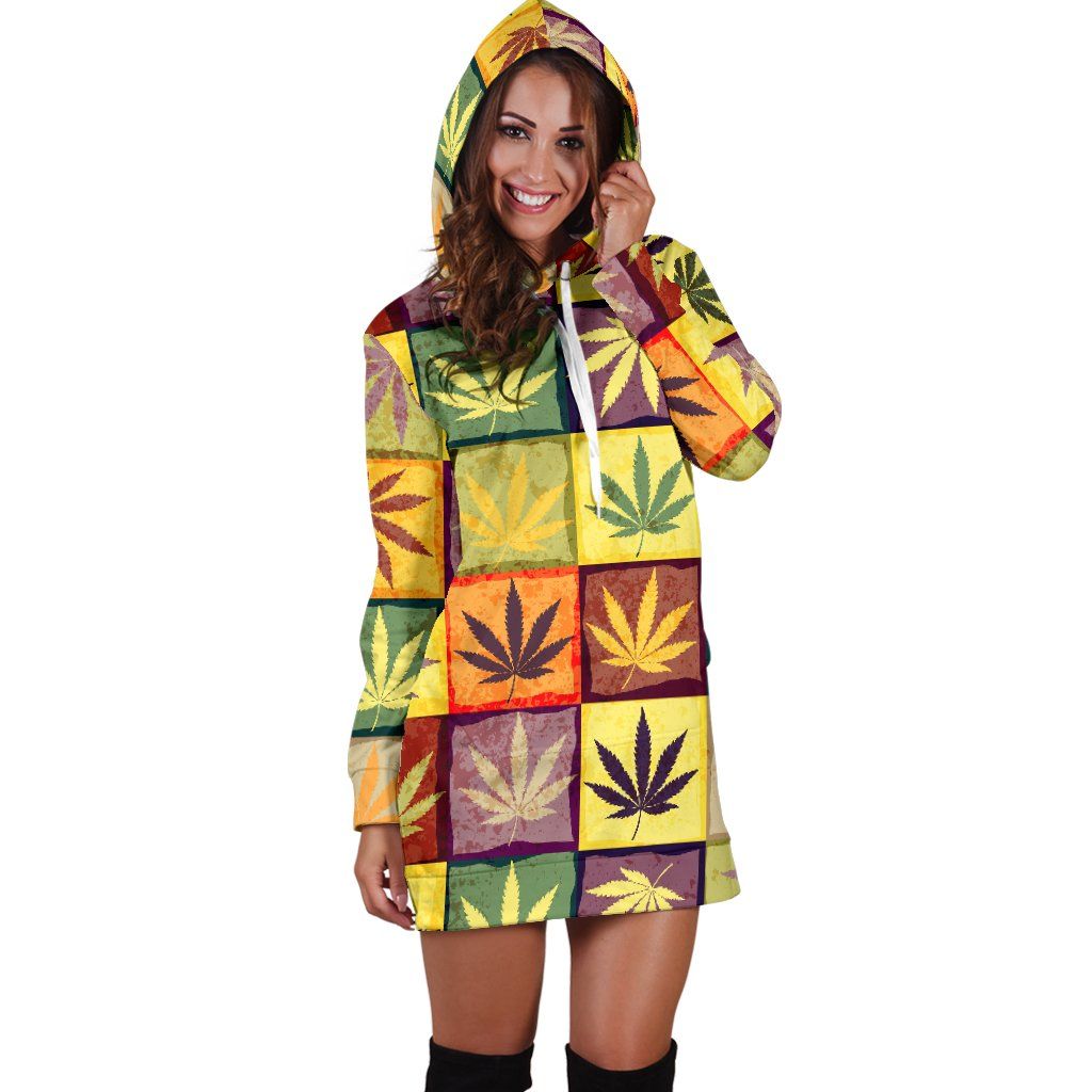 Square Multicolor Hoodie Dress - American Weedster