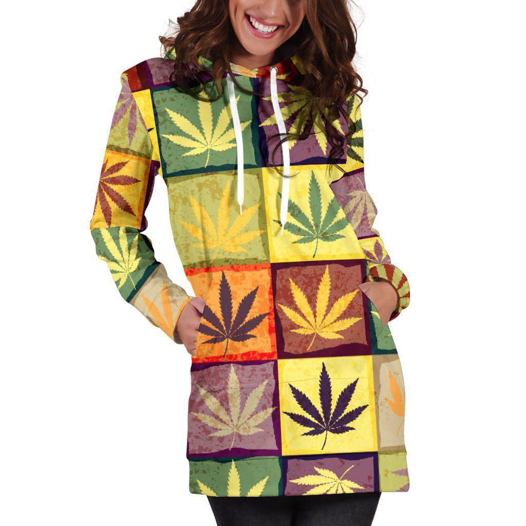 Square Multicolor Hoodie Dress - American Weedster