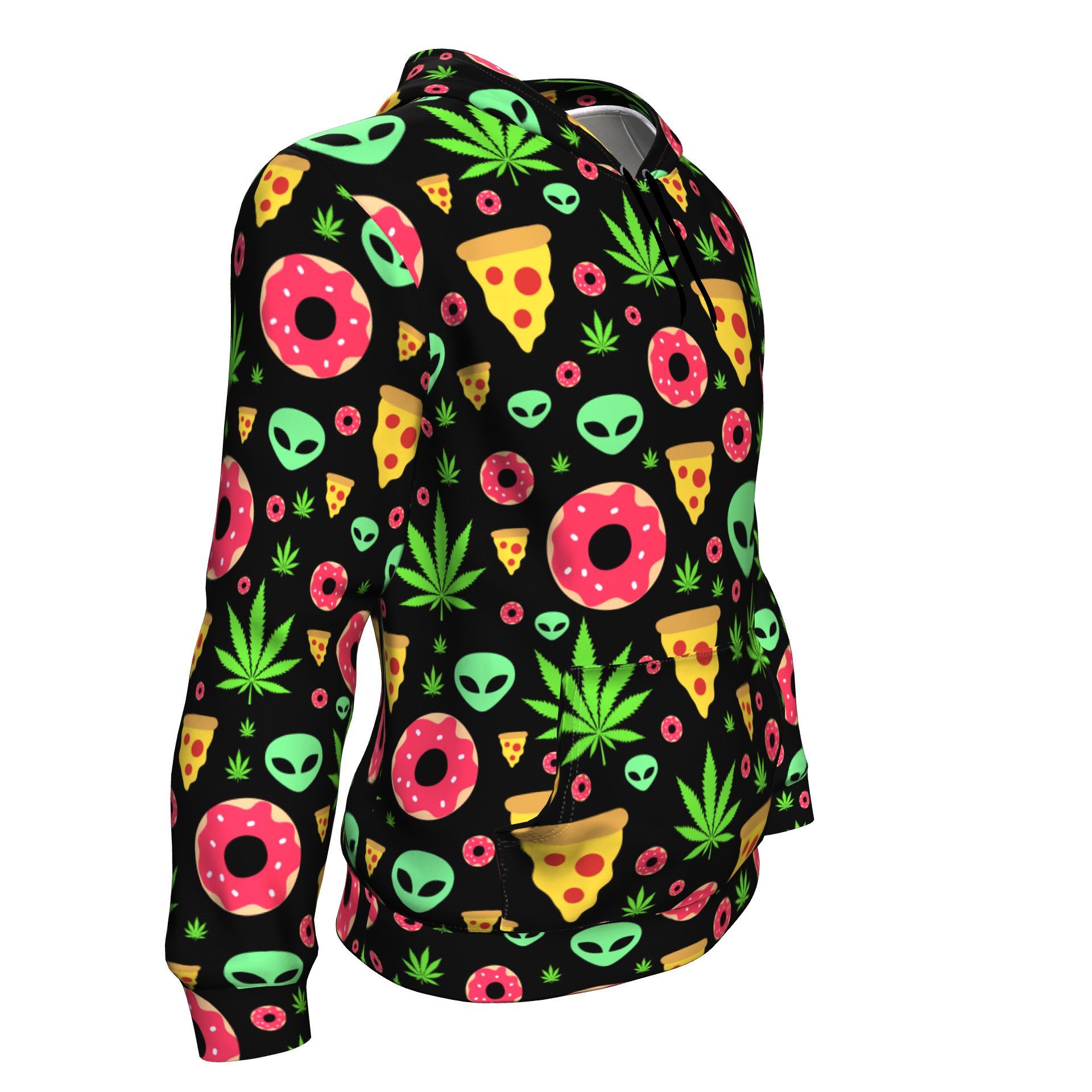 Pizza Donut Alien Unisex Hoodie - American Weedster