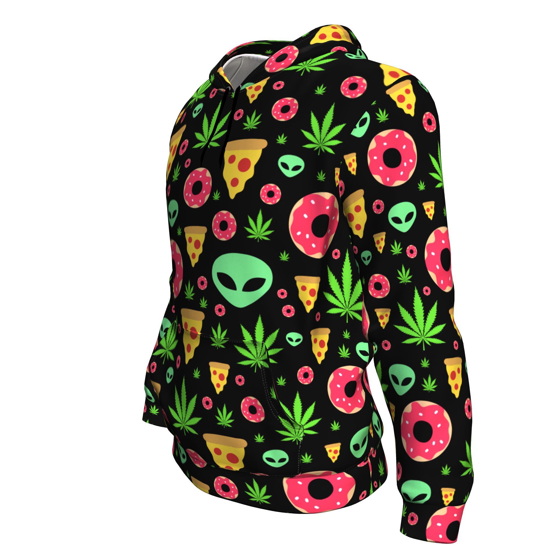 Pizza Donut Alien Unisex Hoodie - American Weedster