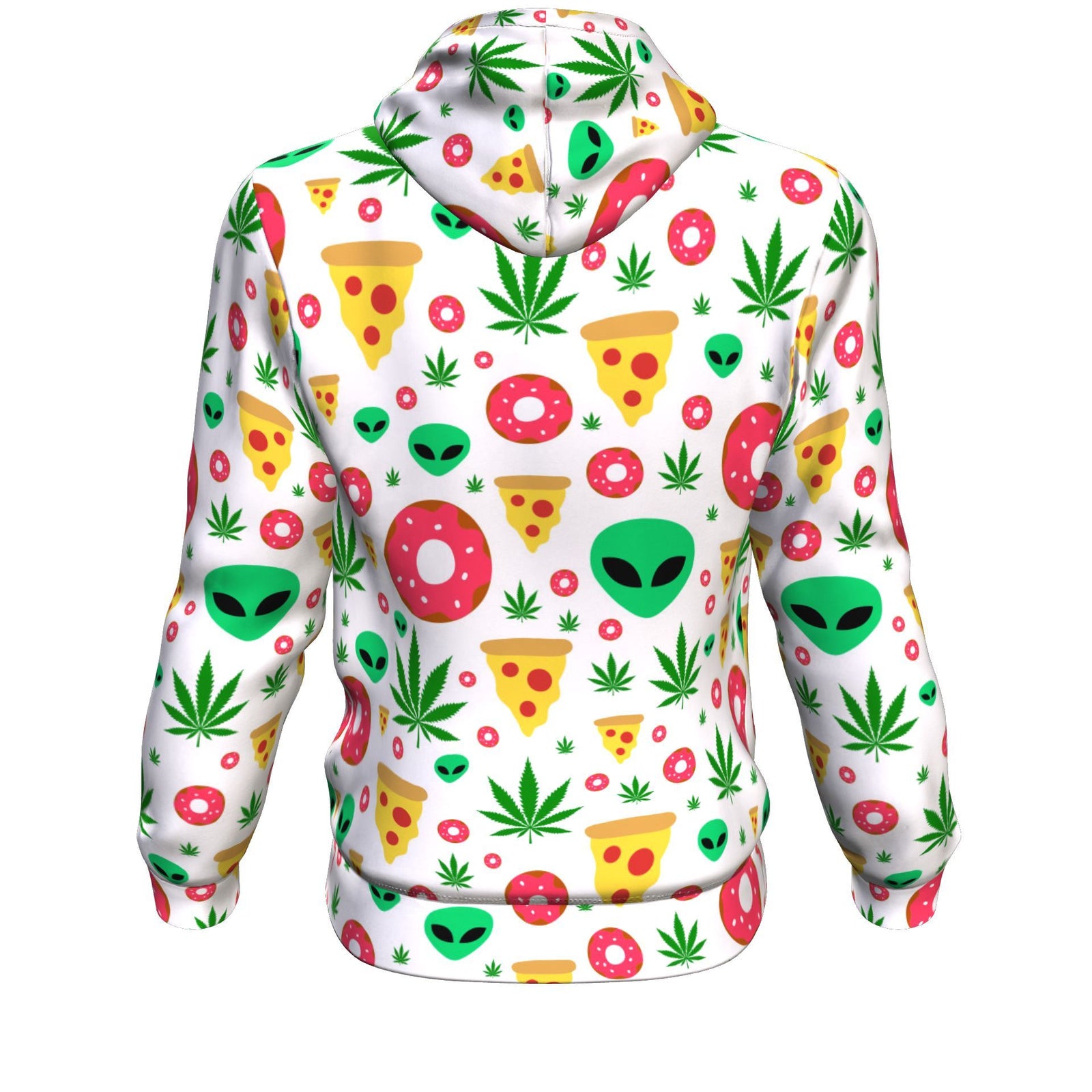 Pizza Donut Alien Unisex Hoodie White - American Weedster