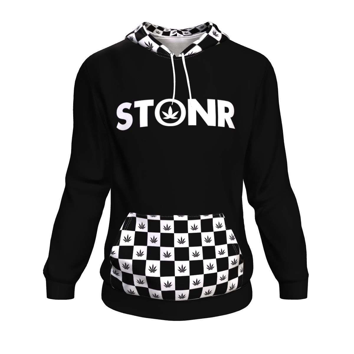 Stonr Black Checker Unisex Hoodie - American Weedster