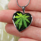Green Leaf Heart Pendant Necklace - American Weedster