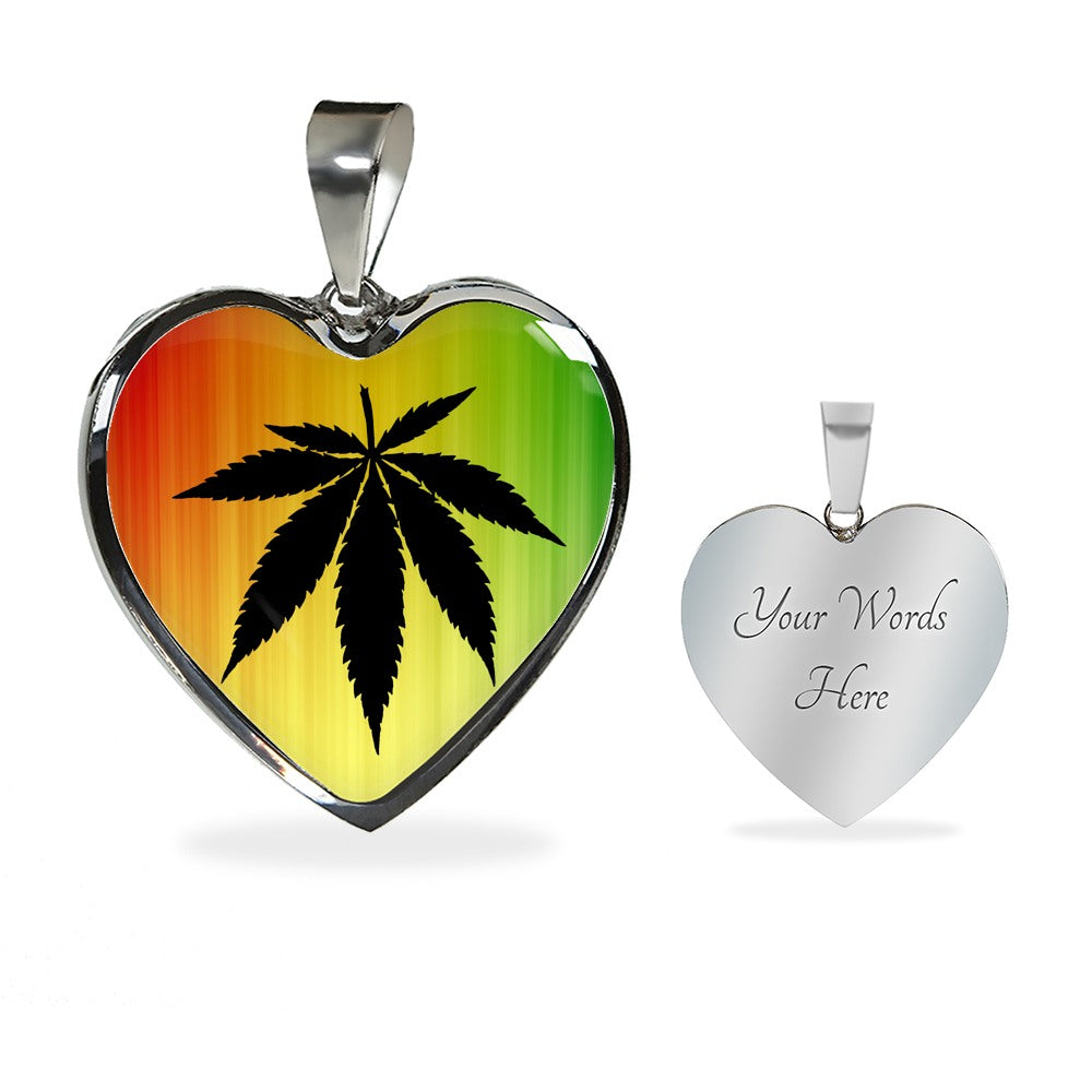 Rasta Leaf Heart Pendant Necklace - American Weedster