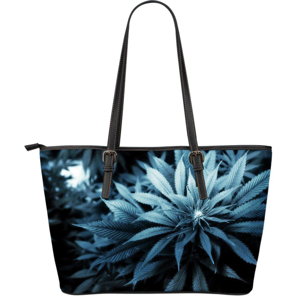 Blue Kush Large Leather Tote Bag - American Weedster