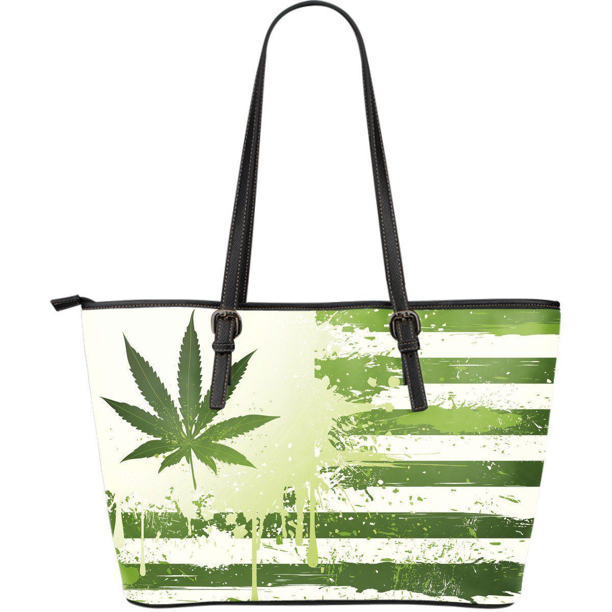 CannaFlag Large Leather Tote Bag - American Weedster