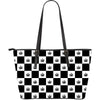 Checker Large Leather Tote Bag - American Weedster