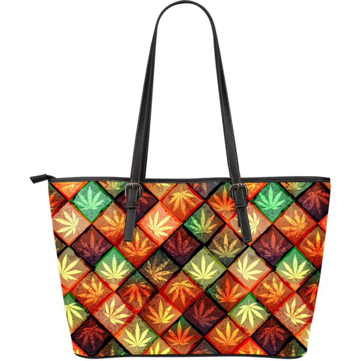 Diamond Multicolor Large Leather Tote Bag - American Weedster