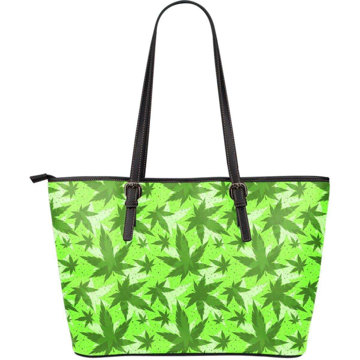 LimeGreen Camo Large Leather Tote Bag - American Weedster