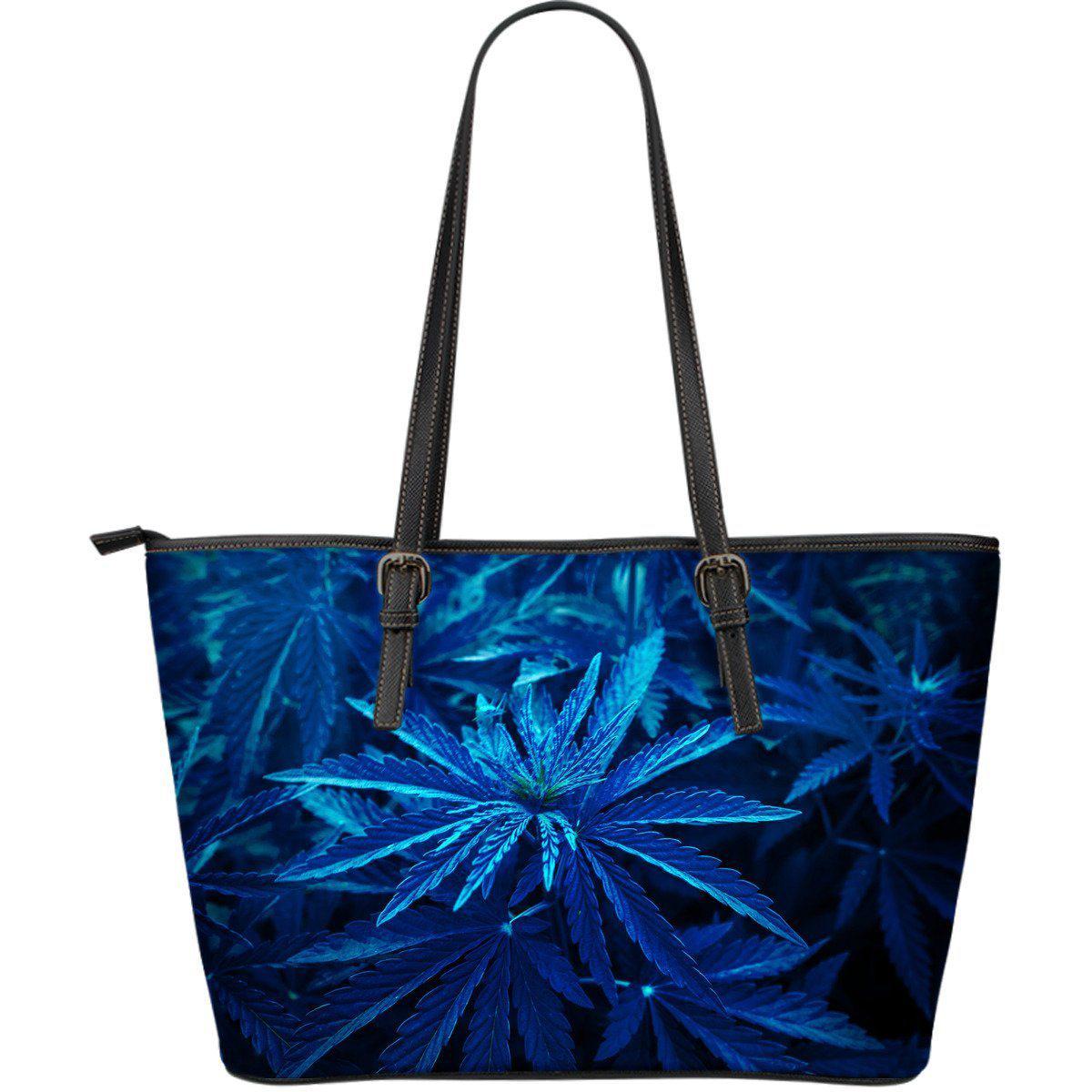 Moonlight Blue Large Leather Tote Bag - American Weedster