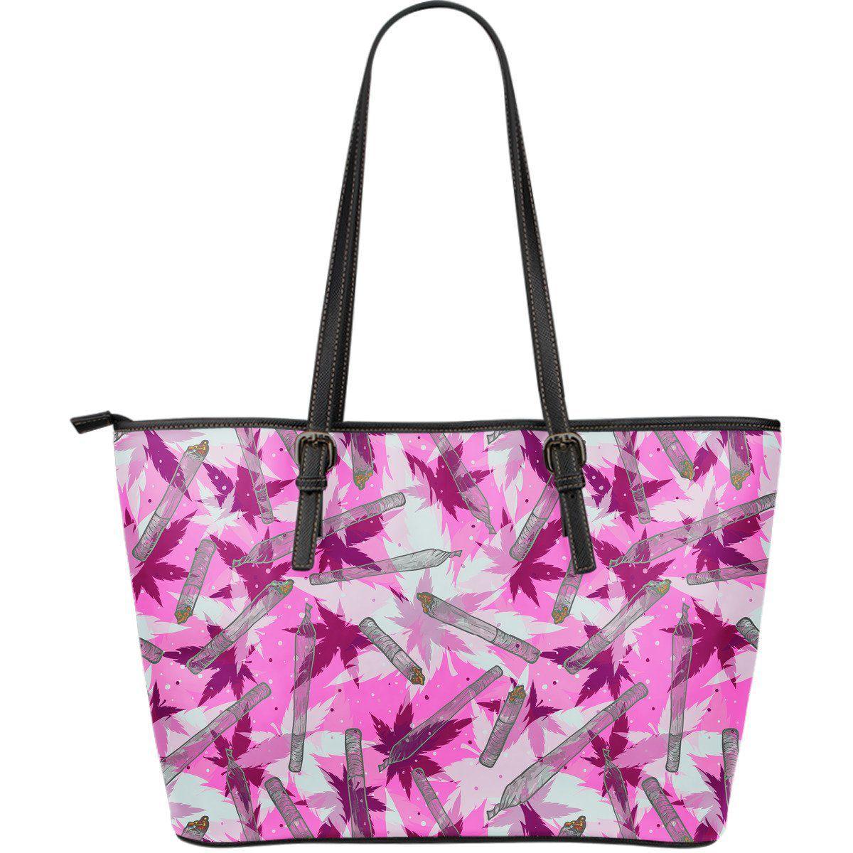 Pink Camo Large Leather Tote Bag - American Weedster