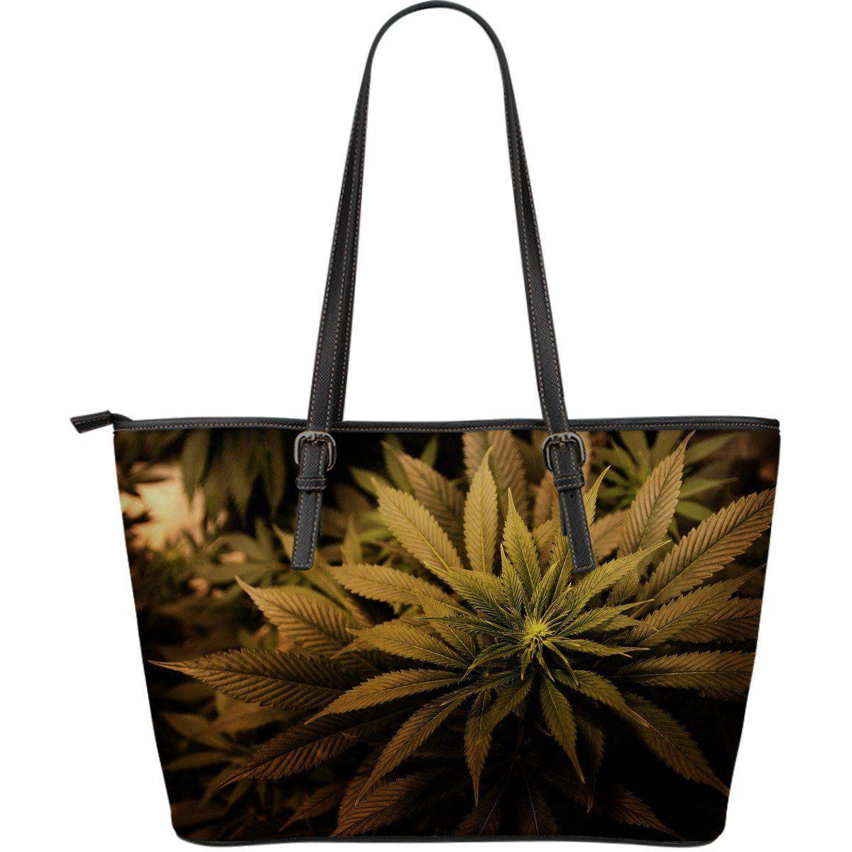 Royal Brown Kush Large Leather Tote Bag - American Weedster