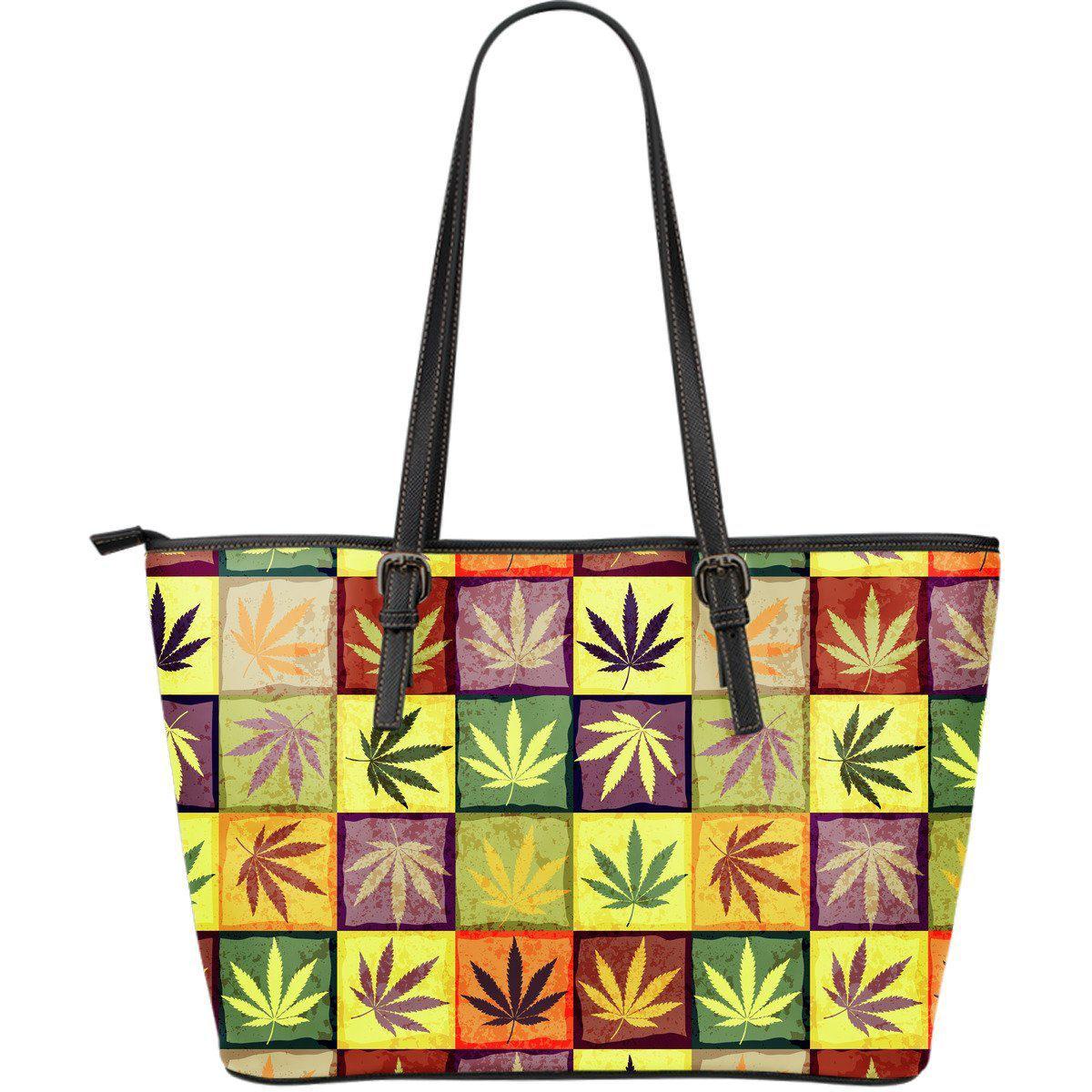 Square Multicolor Large Leather Tote Bag - American Weedster
