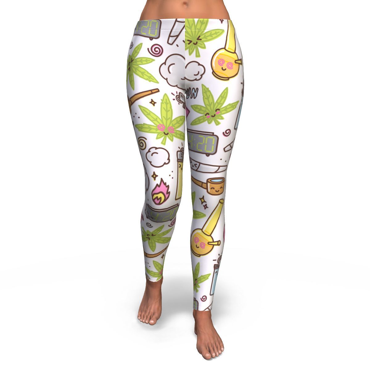 420 Fun White Leggings - American Weedster