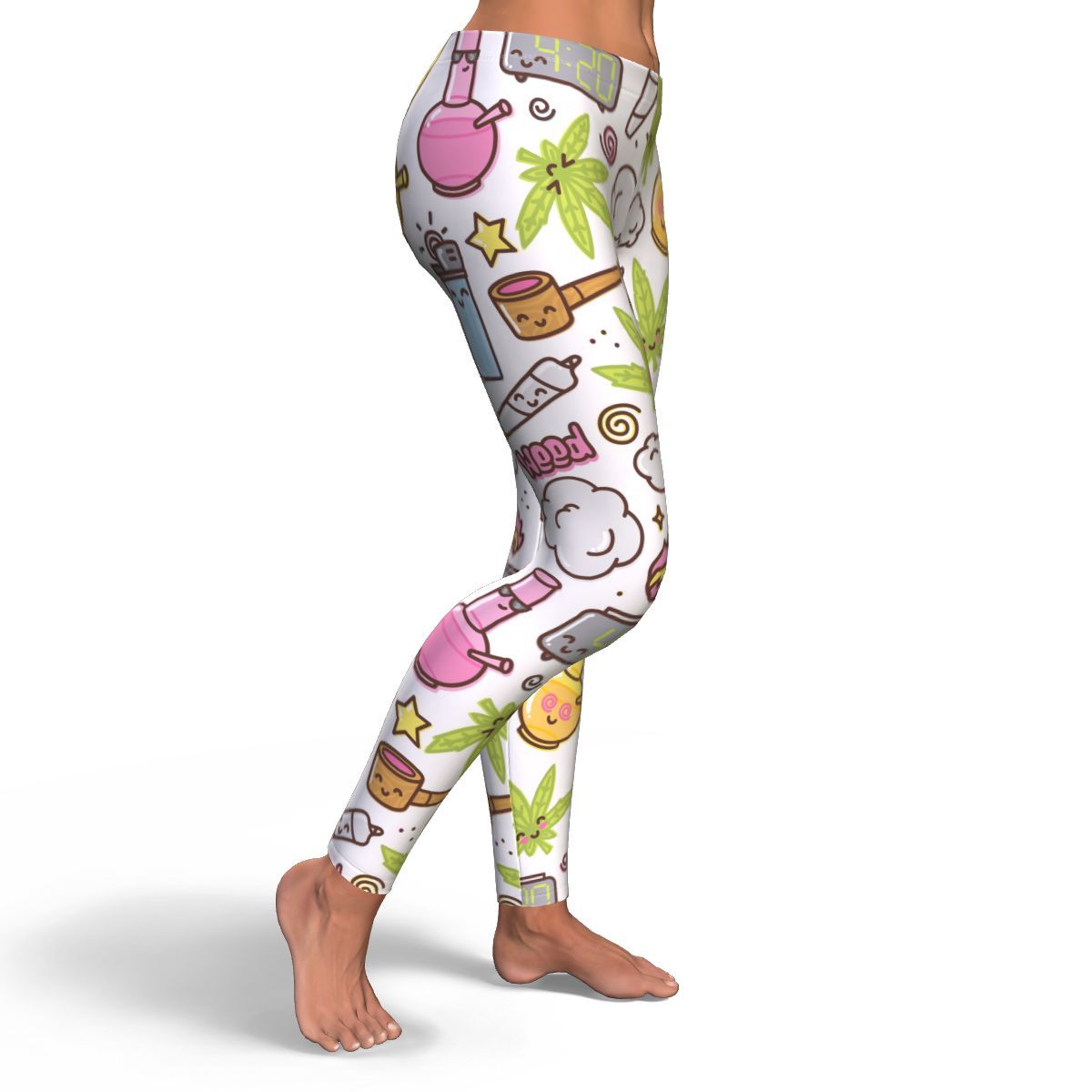 420 Fun White Leggings - American Weedster