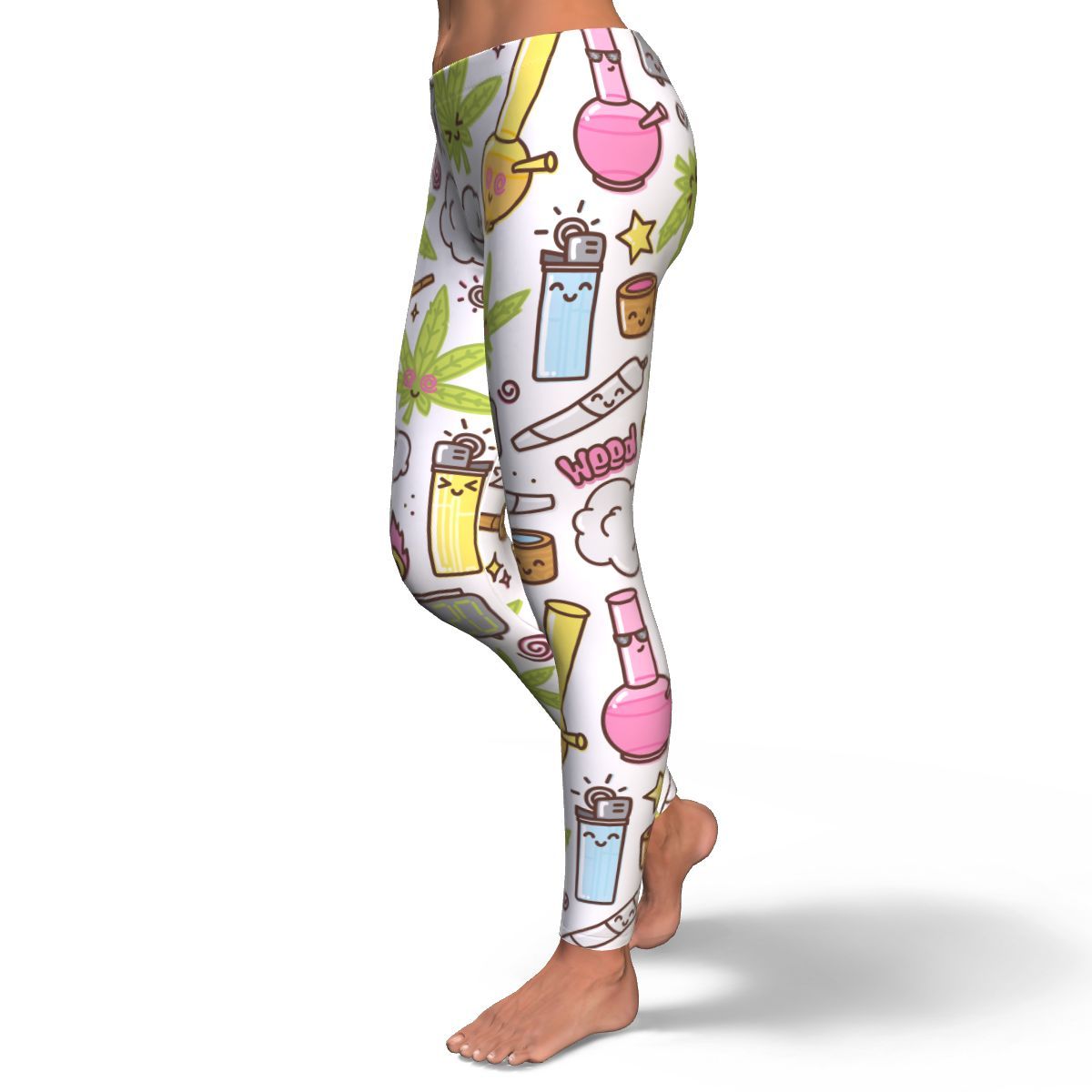 420 Fun White Leggings - American Weedster