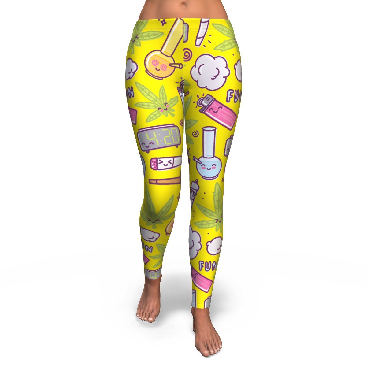 420 Fun Yellow Leggings - American Weedster