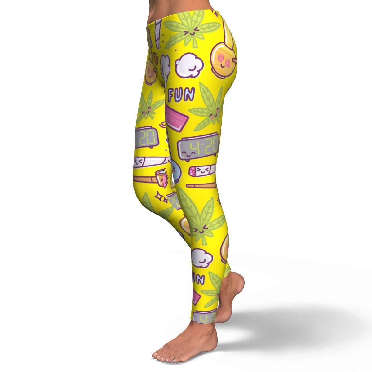 420 Fun Yellow Leggings - American Weedster