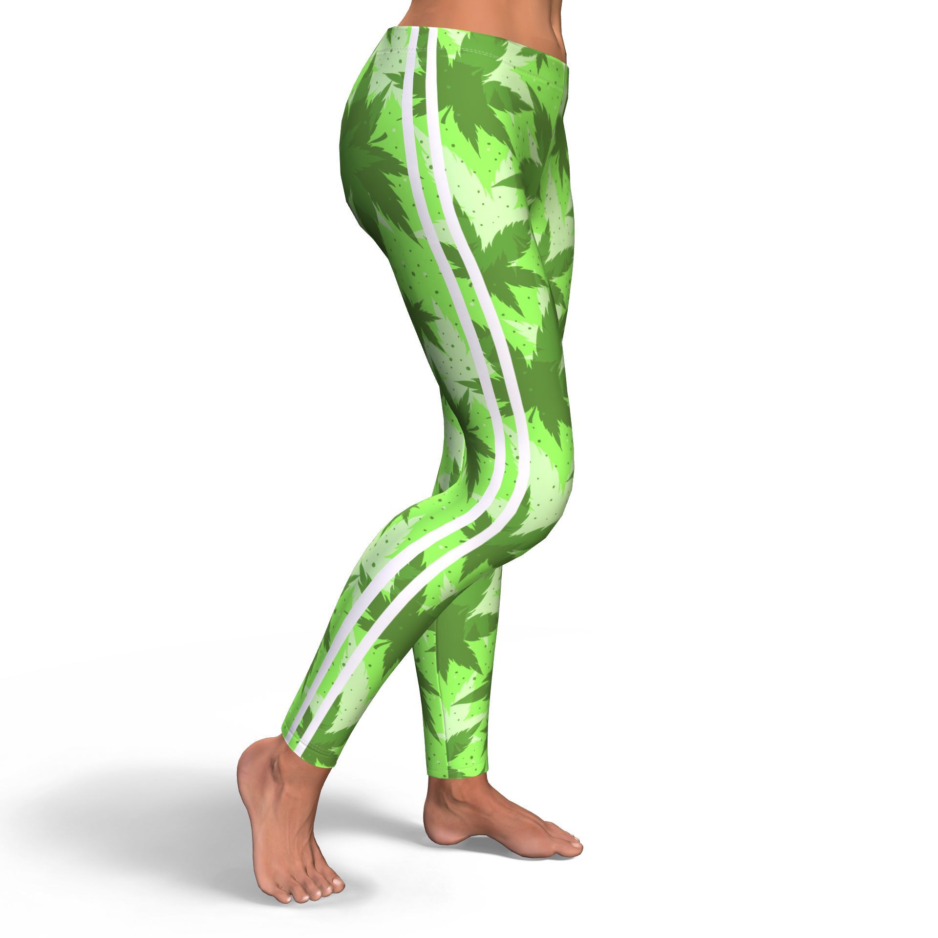 LimeGreen Stripe Leggings - American Weedster