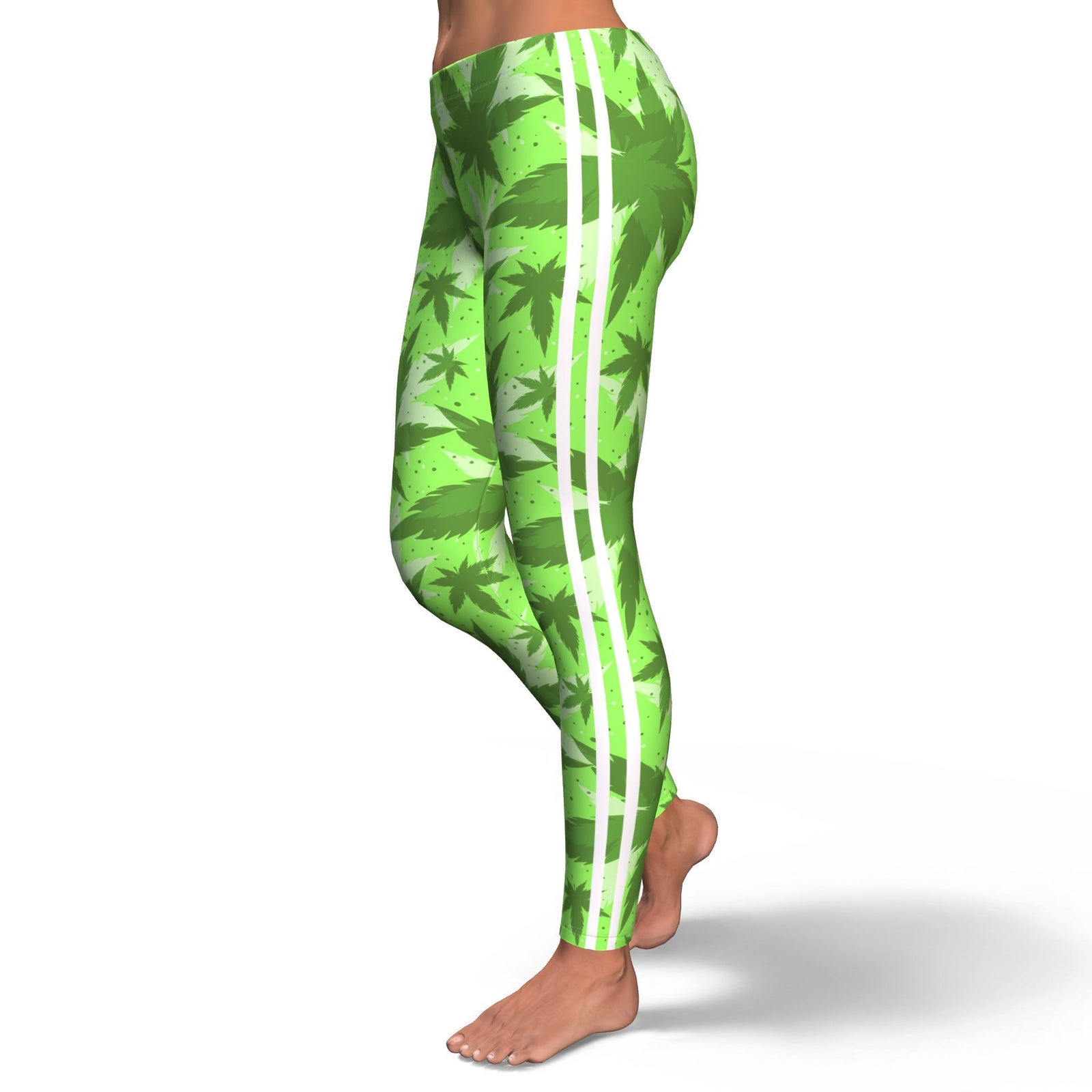 LimeGreen Stripe Leggings - American Weedster
