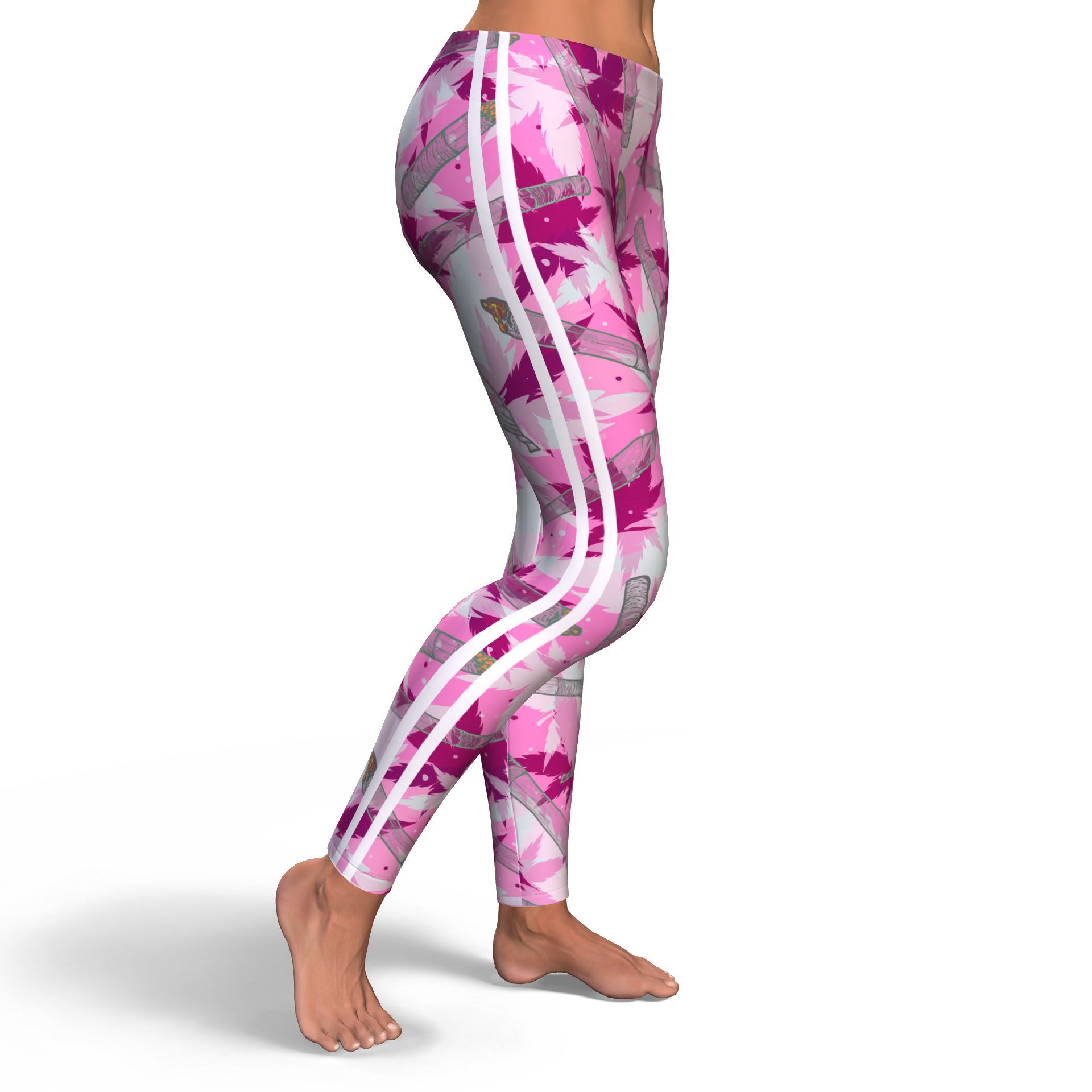 Pink Camo Stripe Leggings - American Weedster