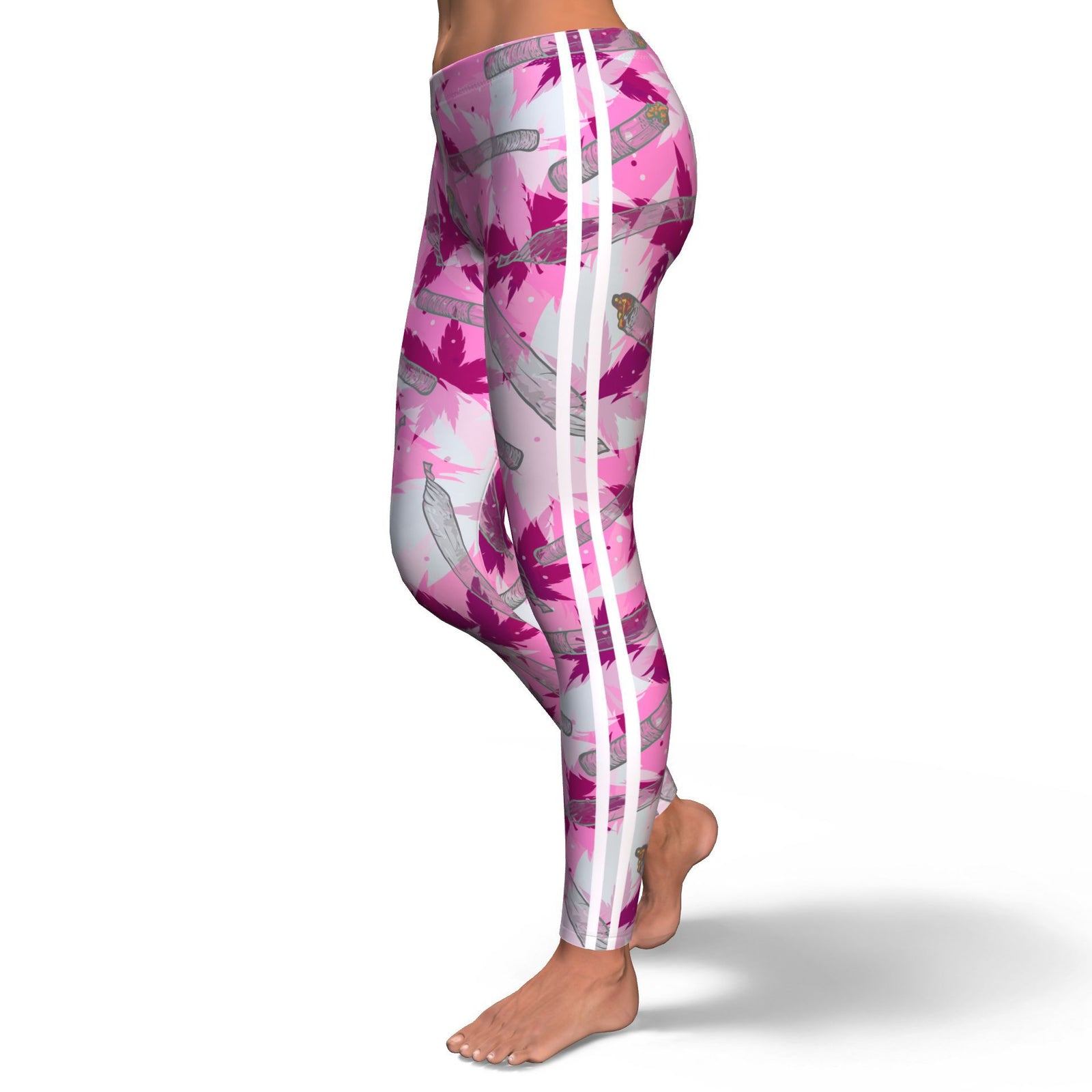 Pink Camo Stripe Leggings - American Weedster
