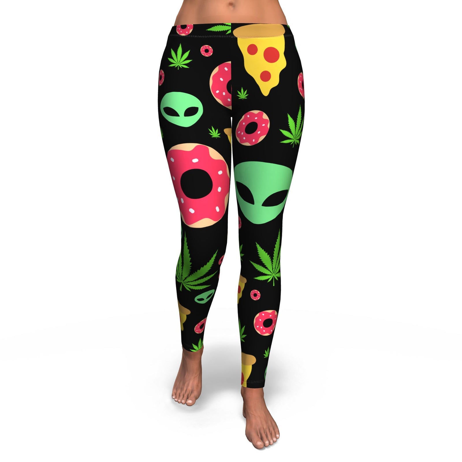 Pizza Donut Alien Leggings - American Weedster