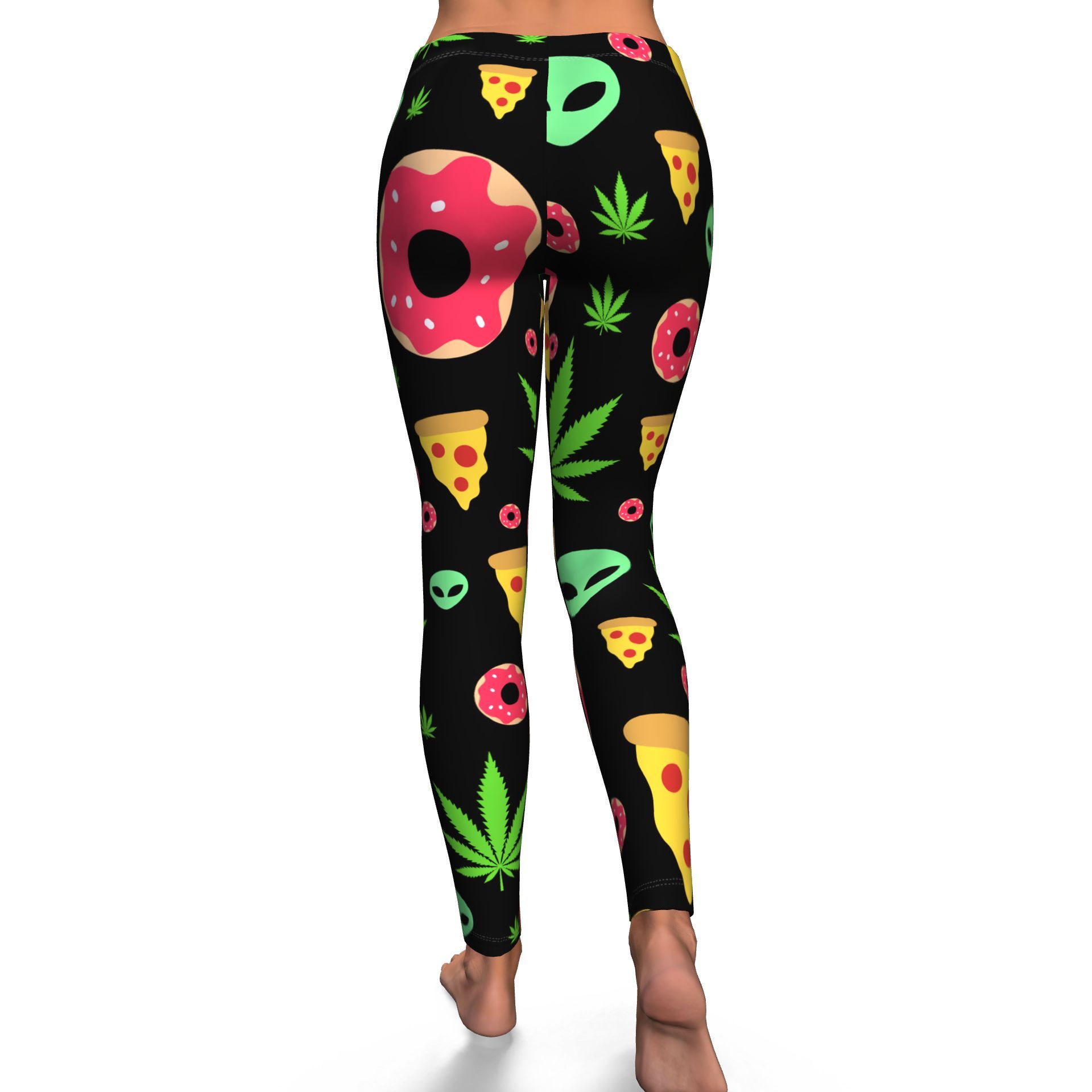 Pizza Donut Alien Leggings - American Weedster