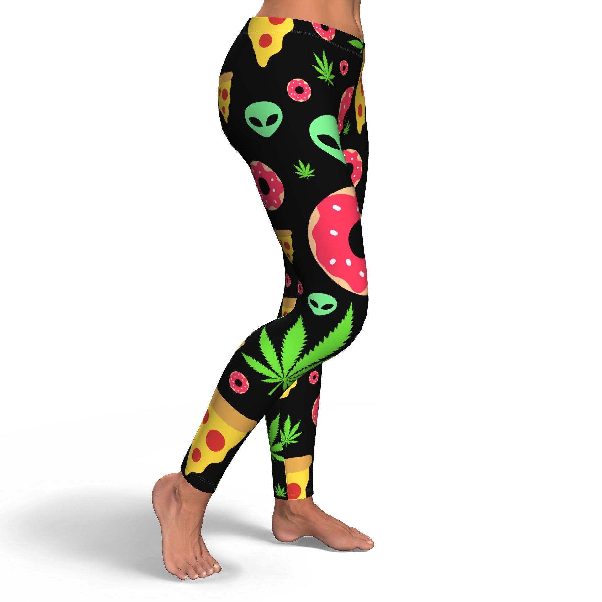 Pizza Donut Alien Leggings - American Weedster